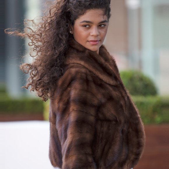 Vintage Chestnut Faux Mink Fur Wrap Dark Brown - Picture 1 of 10